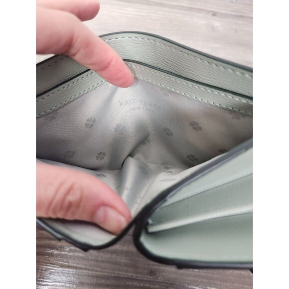 Kate Spade Dark Green/Mint Leather Spencer Compact Wallet - Picture 5 of 5